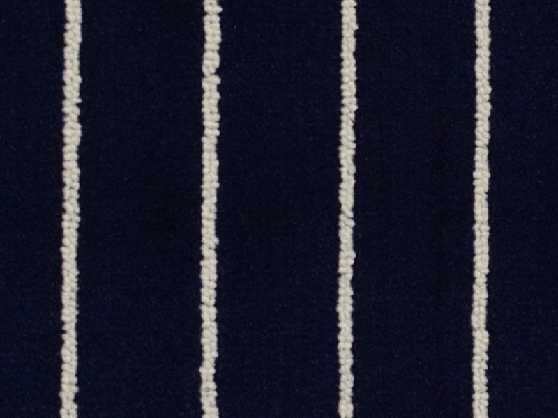 Navy and Cream tuft teak carpet. 3.95m width. Priced per linear metre off a 30m roll.