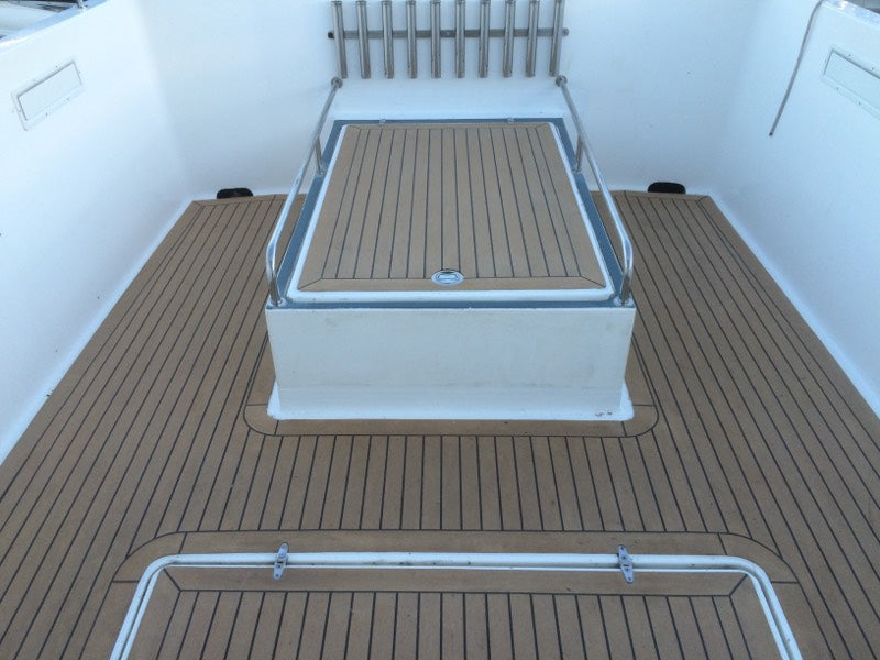Fishing Boat Synthetic Teak Decking Panels to Cockpit.