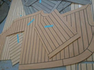 PVC Synthetic Teak Decking Panels in Traditional colour with black caulking