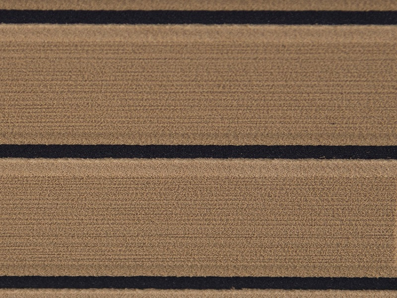 Foam synthetic teak decking sheets   2050mm x 1030mm Teak and Black with Brushed Surface Finish